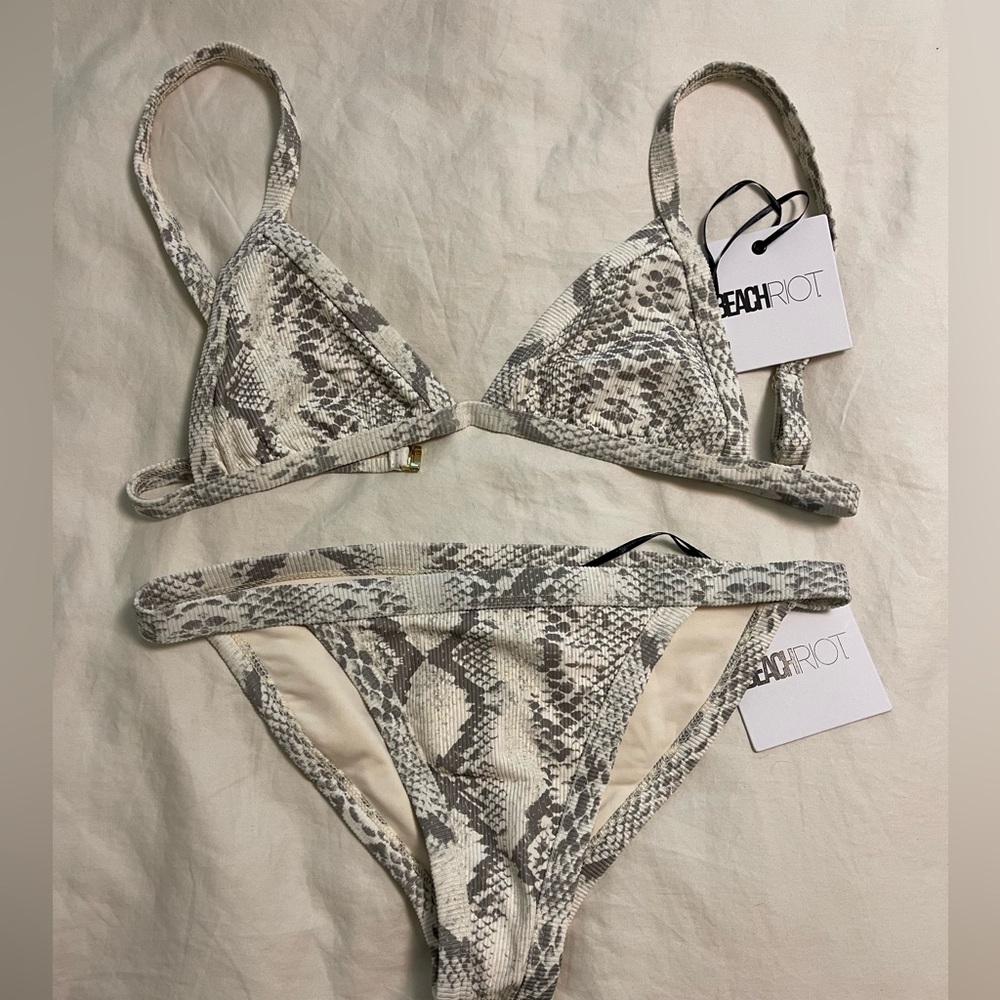Beach Riot taupe snake swimsuit Small